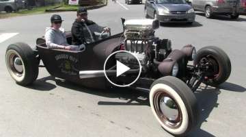 Street sound of Rat Rods,Hot Rods and street machines, accelerations and burnouts