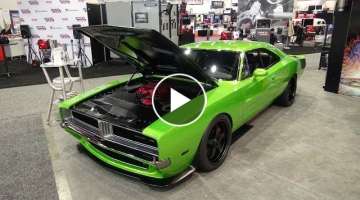 Driving a 1969 Charger Hellcat named “Reverence” into SEMA 2018 and talking with the owner.