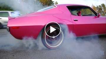 HIGH POWER MUSCLE CARS Insane Street Burnouts!! - Kerava Cruising 8/2021
