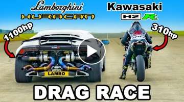 Lamborghini Huracan Turbo vs Kawasaki H2R: DRAG RACE