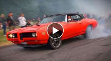 BRUTAL Muscle Car SOUNDS and BURNOUTS!! - Vantaa Cruising 6/2018