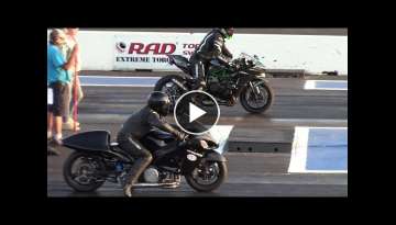 Nitro Hayabusa vs H2 Ninja and GSXR - motorbikes drag racing