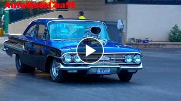 AMERICAN MUSCLE CLASSIC CARS BURNING TIRES DRAG RACING TEST & TUNE AT ROUTE 66 RACEWAY
