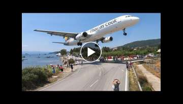 SKIATHOS 2018 - LOW LANDINGS and JETBLASTS vs. PEOPLE - Airbus A321, Boeing 717 ...