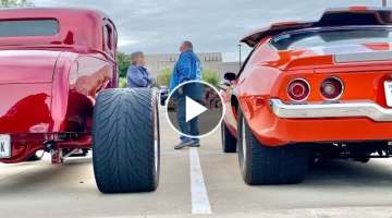 Cars entering Elevate Life Church car show! Mustang Sally Productions