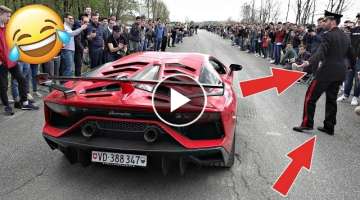 Supercars Leaving Cars & Coffee Brescia 2019 | Crowd Goes CRAZY + POLICE Officer!