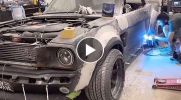 KEN BLOCK HOONICORN INSPIRED Widebody 1966 Mustang Body Swapped Onto 2018 Mustang Chassis in 10 m...