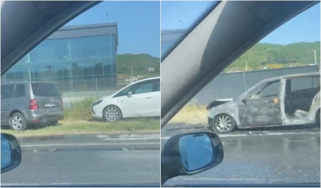 Kalimtaret shohin tm*rr! Aksident i shumëfishtë në autostradën Tiranë – Durrës, shkrumbohet nga flakë një automjet