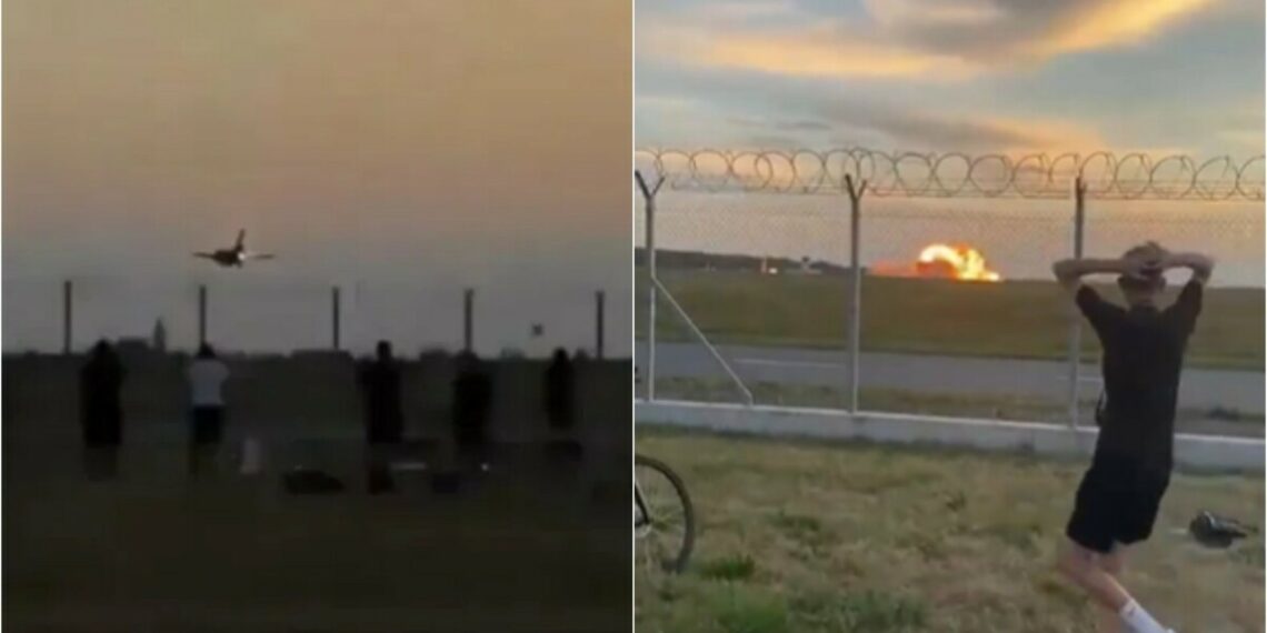 Pamje tro*ditëse avioni përfshihet në flakë gjatë një stërvitjeje, piloti humb jetën para syve të njerëzve