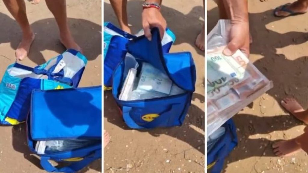 Skena si në film në plazh/ Çanta e mbushur plot me euro del në breg, pushuesit mbushin xhepat